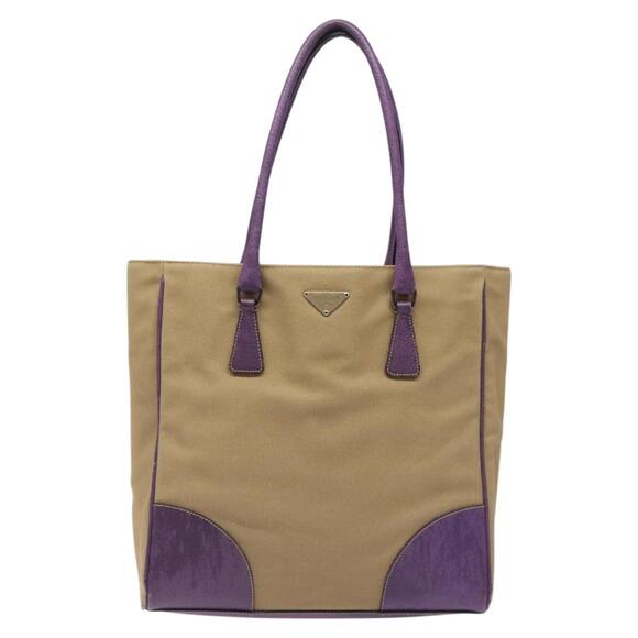PRADA Tote Bag Canvas Beige - Picture 2 of 9